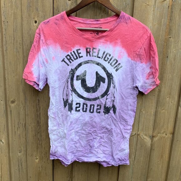 True Religion BIG LOGO Tie Dye T Shirt Small - Picture 1 of 5